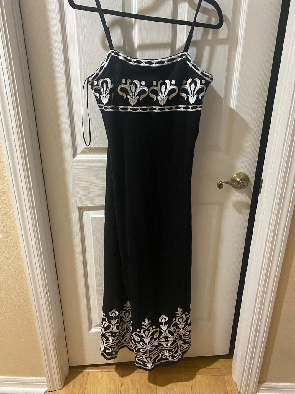 INC International Concepts Black Maxi Dress with White Embroidery